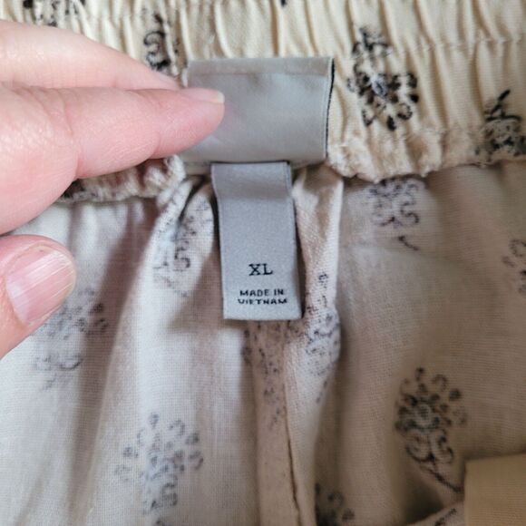 A New Day Womens XL Linen Blend Shorts Paperbag High Rise Pull On Beige Print - Picture 9 of 14